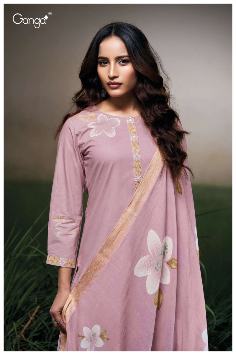 Ganga Faryat 3523 Premium Cotton Embroidered Handwork Salwar Suit