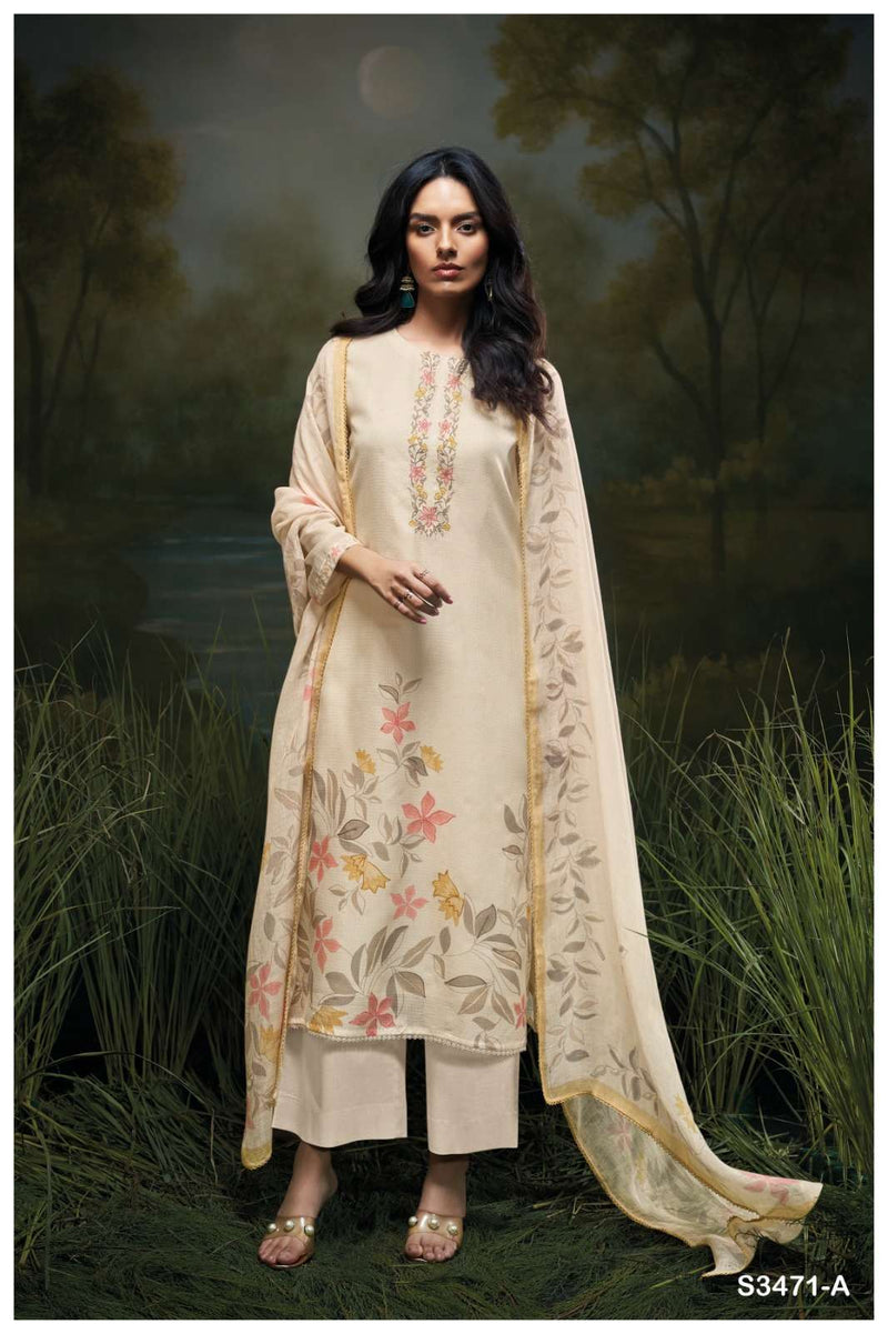 Ganga Genika 3471 Premium Cotton Embroidered Work Salwar Kameez