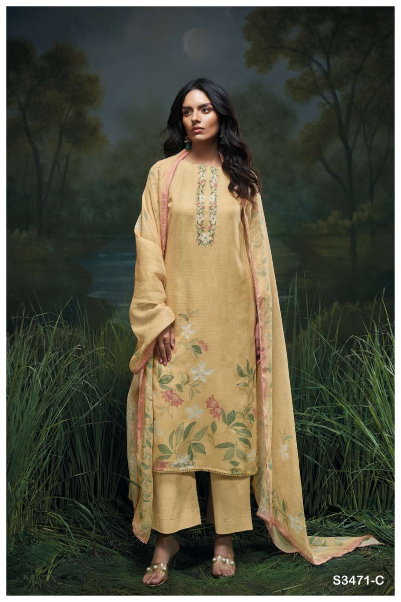 Ganga Genika 3471 Premium Cotton Embroidered Work Salwar Kameez