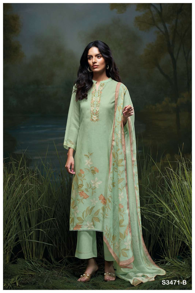 Ganga Genika 3471 Premium Cotton Embroidered Work Salwar Kameez