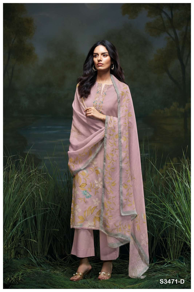 Ganga Genika 3471 Premium Cotton Embroidered Work Salwar Kameez