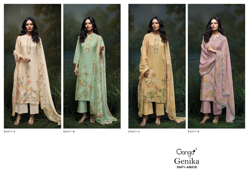 Ganga Genika 3471 Premium Cotton Embroidered Work Salwar Kameez