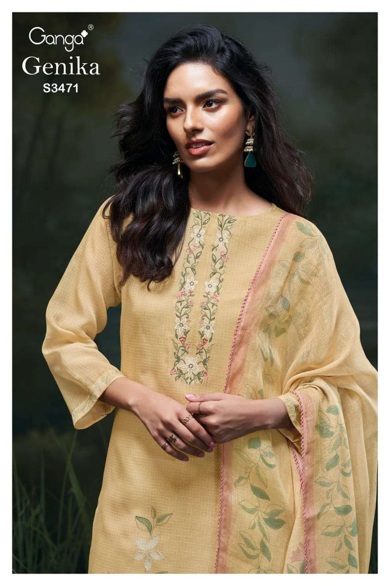 Ganga Genika 3471 Premium Cotton Embroidered Work Salwar Kameez