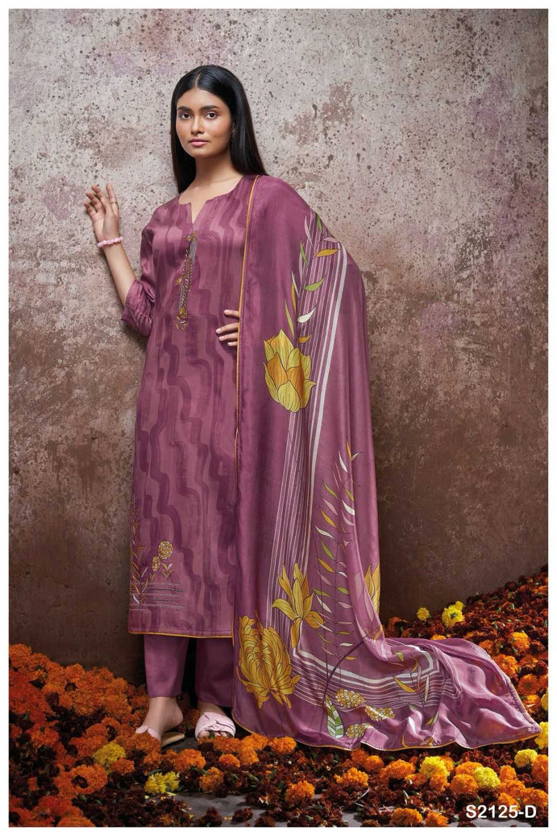 Ganga Suit Corey 2125 Premium Cotton Silk Printed Embroidery Work Salwar Suit