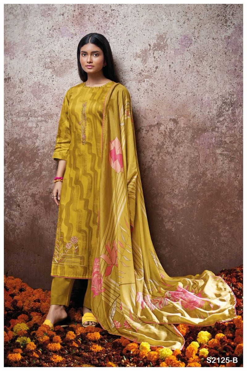 Ganga Suit Corey 2125 Premium Cotton Silk Printed Embroidery Work Salwar Suit