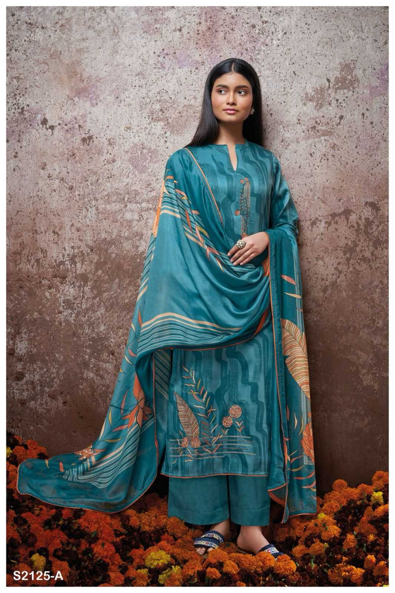 Ganga Suit Corey 2125 Premium Cotton Silk Printed Embroidery Work Salwar Suit