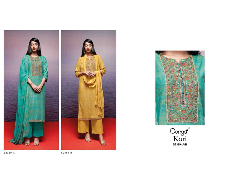 Ganga Suit Kori 2369 Premium Woven Solid With Embroidered Work Salwar Suit