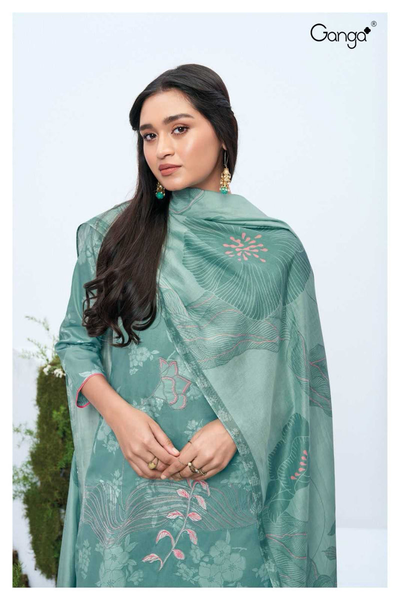 Ganga Suit Liliana 2105 Premium Cotton Silk Printed With Embroidery Work Suit