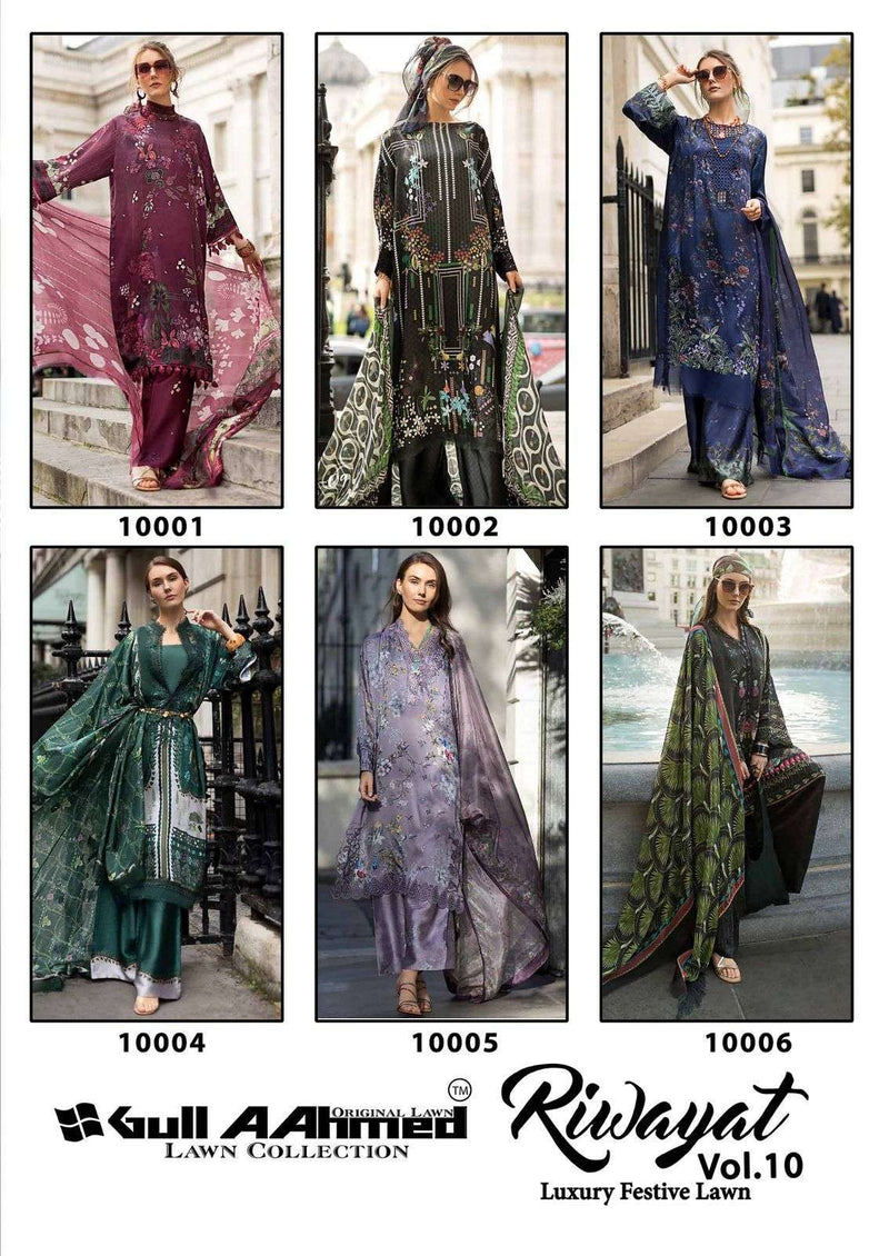 Gull Aahmed Riwayat Vol 10 Lawn Cotton Printed Karachi Salwar Suit