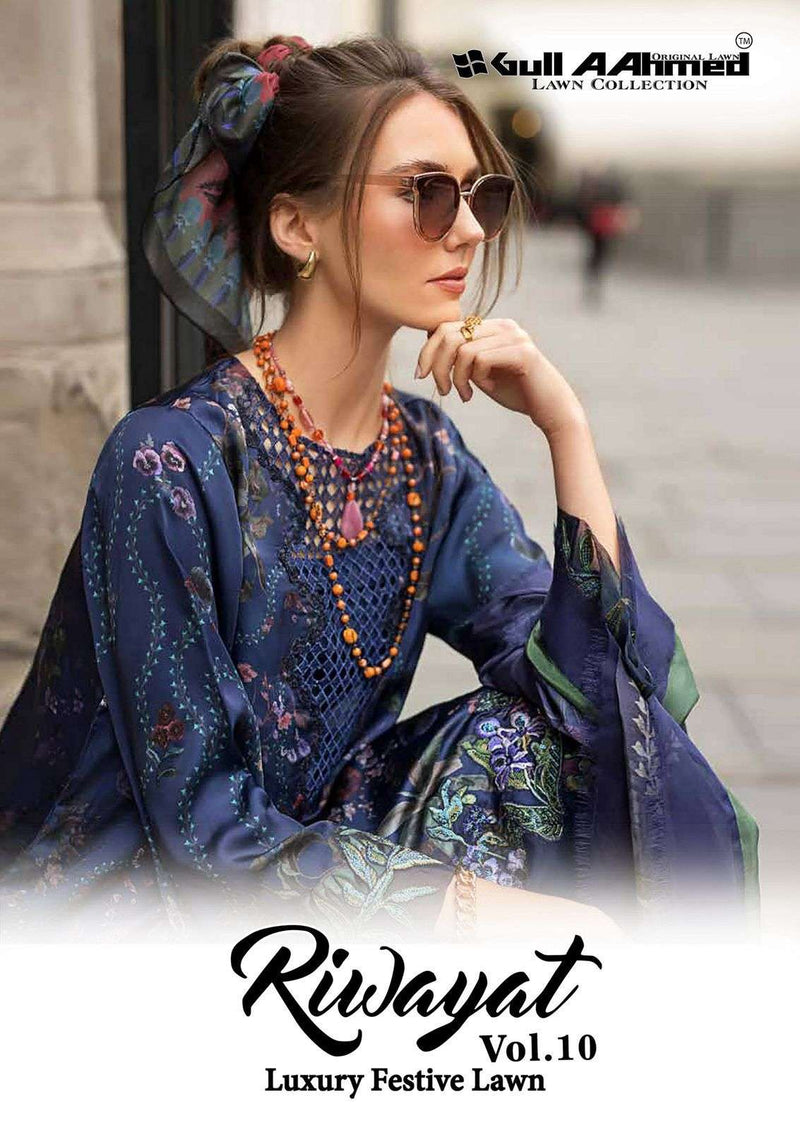 Gull Aahmed Riwayat Vol 10 Lawn Cotton Printed Karachi Salwar Suit
