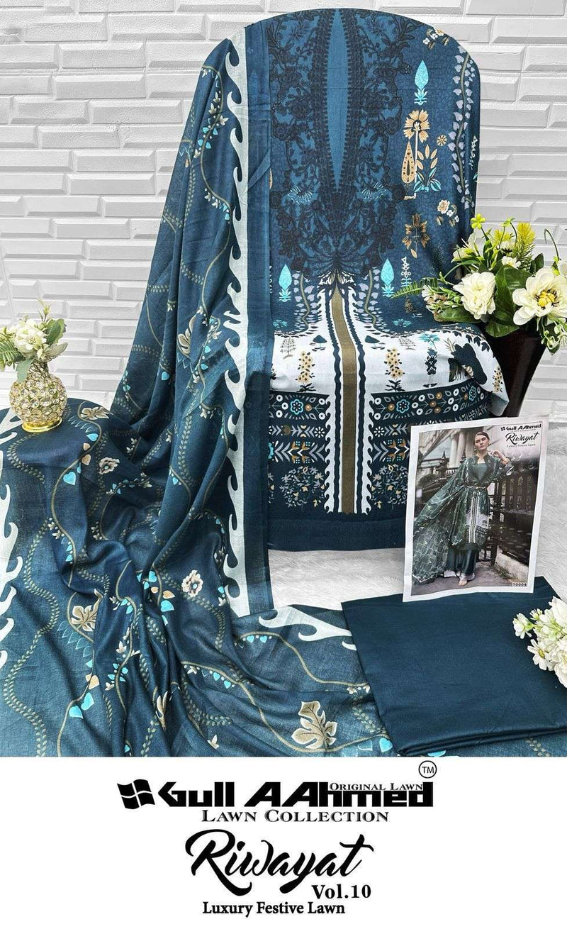 Gull Aahmed Riwayat Vol 10 Lawn Cotton Printed Karachi Salwar Suit