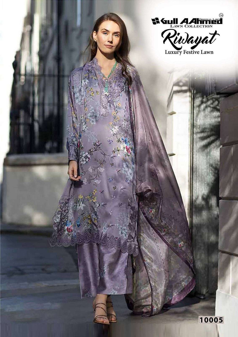 Gull Aahmed Riwayat Vol 10 Lawn Cotton Printed Karachi Salwar Suit