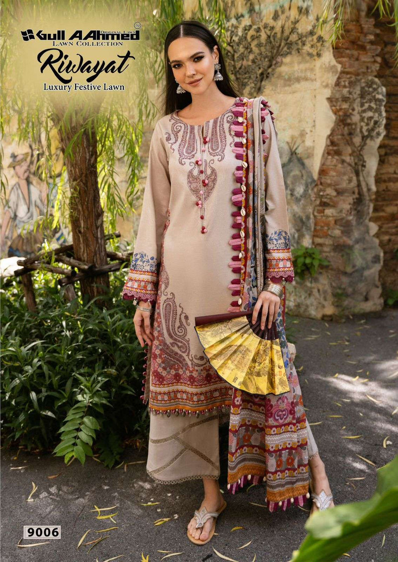 Gull Aahmed Riwayat Vol 9 Pure Lawn Cotton Printed Pakistani Suit