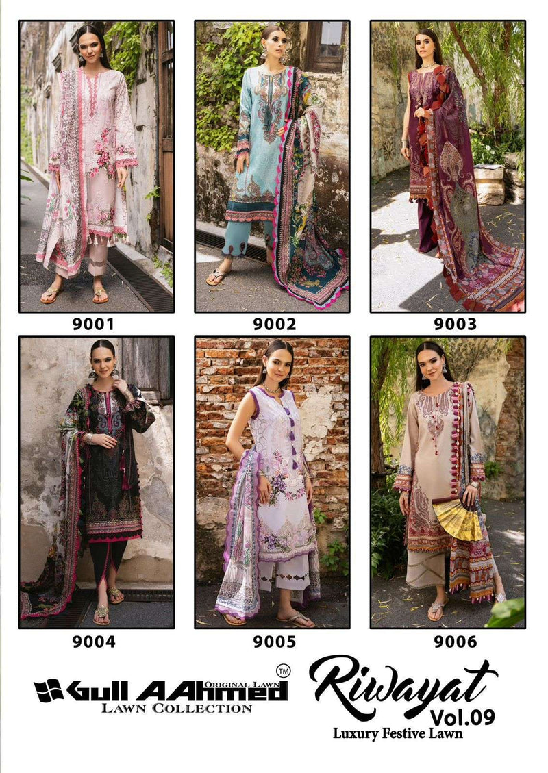 Gull Aahmed Riwayat Vol 9 Pure Lawn Cotton Printed Pakistani Suit