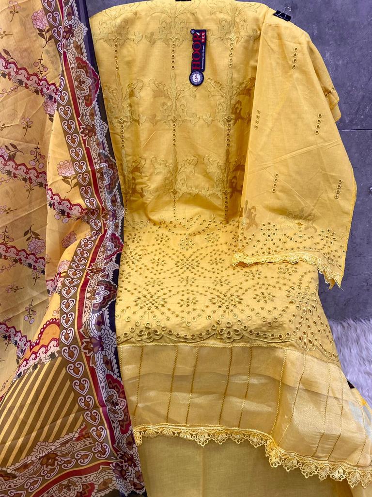 Hoor Tex D No H 131 Cotton Chikan Fancy Work Suit Collection