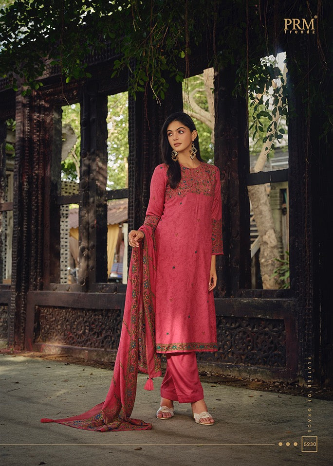 Prm Trendz Haajat Muslin Silk Digital Print With Designer Work Suits