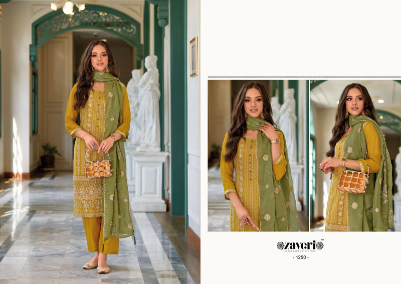 Zaveri Woman Beauty Hasrat Organza Embroidery Readymade Suit Collection
