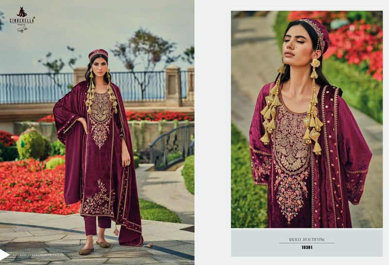 Cindrella Hasrat Velvet With Heavy Embroidery Winter Salwar Kameez