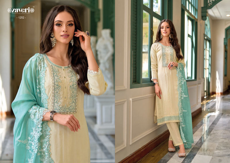Zaveri Woman Beauty Hasrat Organza Embroidery Readymade Suit Collection