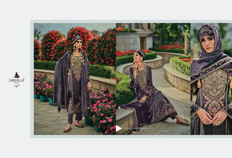 Cindrella Hasrat Velvet With Heavy Embroidery Winter Salwar Kameez