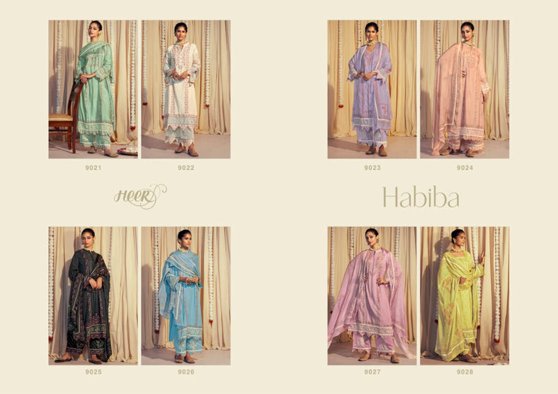 Kimora Heer Habia Muslin Silk Digital Print With Heavy Embroidery Suits