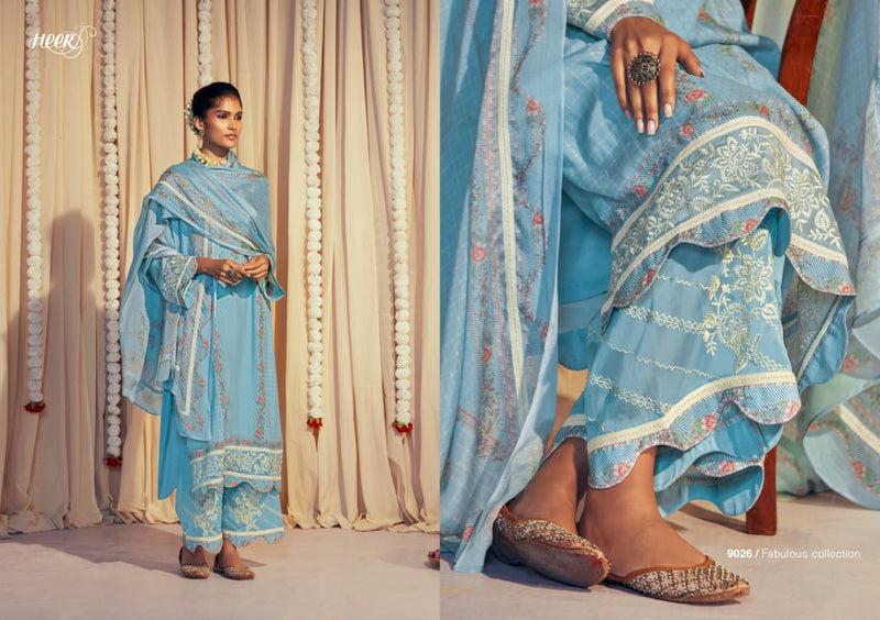 Kimora Heer Habia Muslin Silk Digital Print With Heavy Embroidery Suits