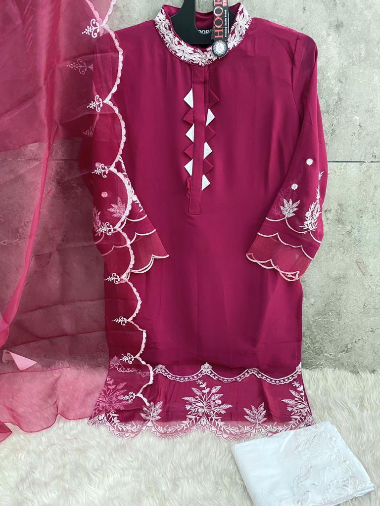 Hoor Tex Hf 21 Georgette With Embroidery Work Designer Salwar Suit Collection