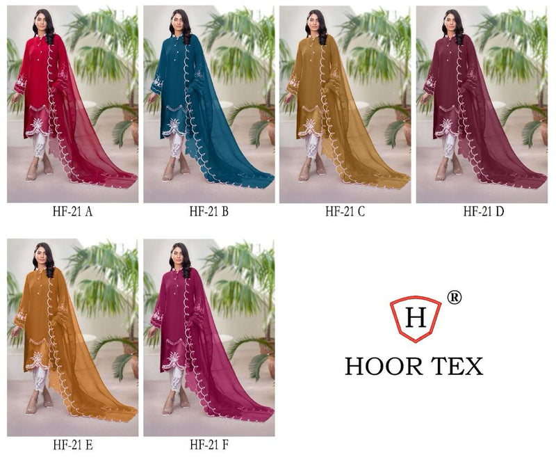 Hoor Tex Hf 21 Georgette With Embroidery Work Designer Salwar Suit Collection