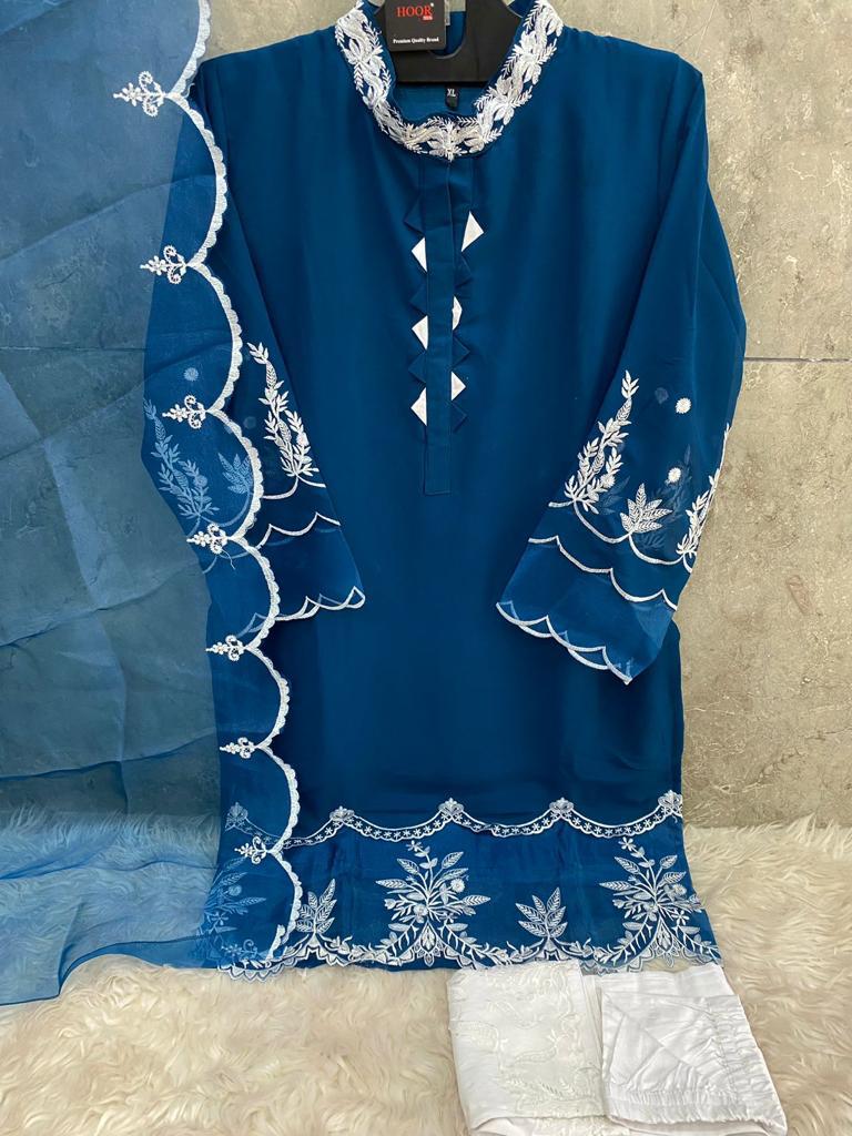 Hoor Tex Hf 21 Georgette With Embroidery Work Designer Salwar Suit Collection