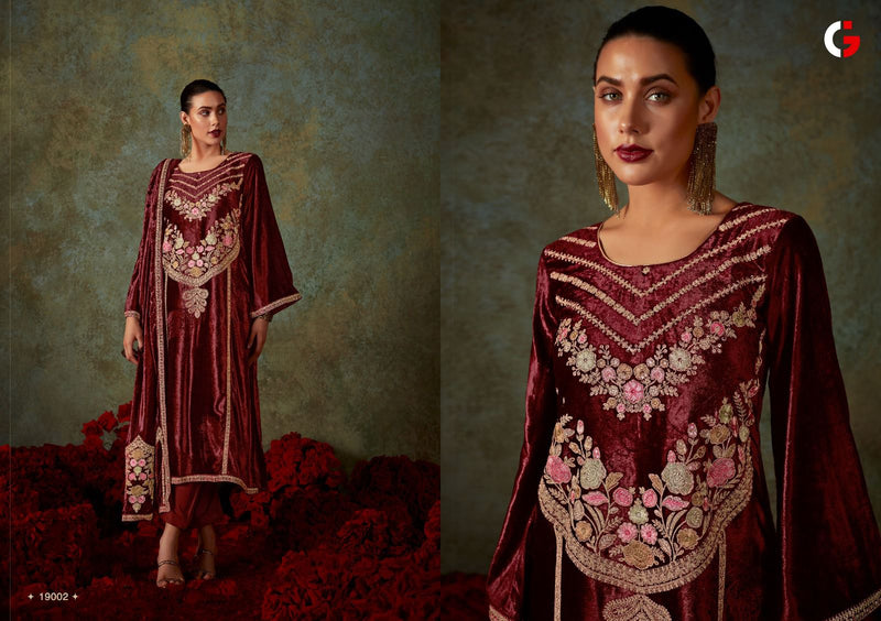 Deepsy Suits Gull Jee Hidayat Velvet With Heavy Embroidered Classic Suits