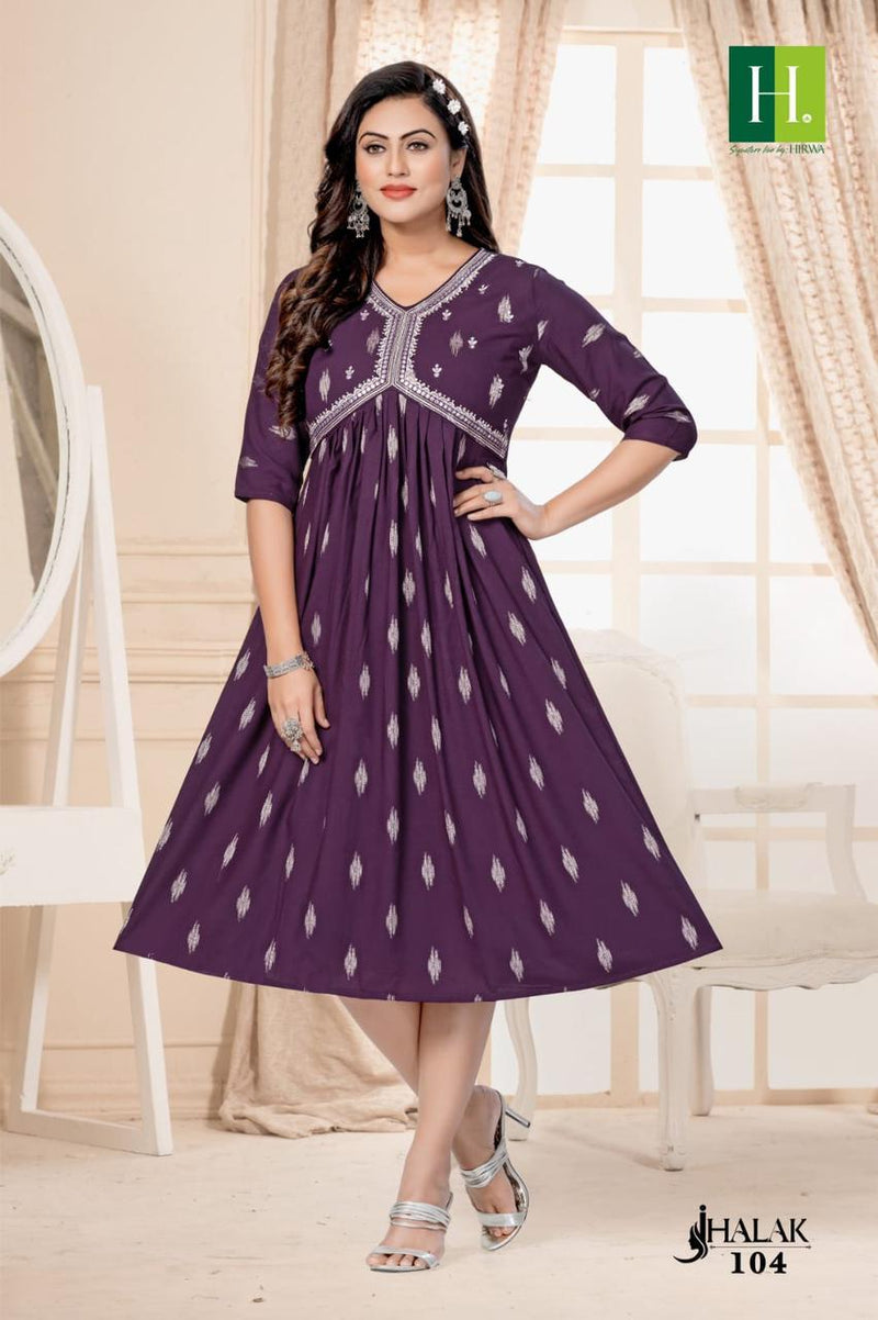 Hirwa Jhalak Rayon Jacquard Heavy Embroidered Readymade Kurti Collection