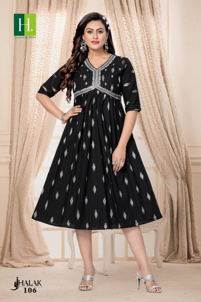 Hirwa Jhalak Rayon Jacquard Heavy Embroidered Readymade Kurti Collection