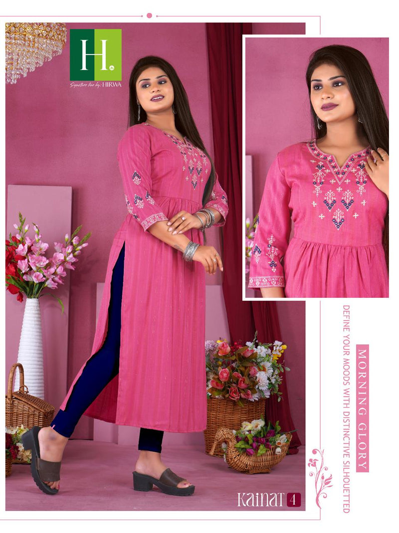 Hirwa Kainat Viscose Rayon Fancy Naira Cut Style Kurtis