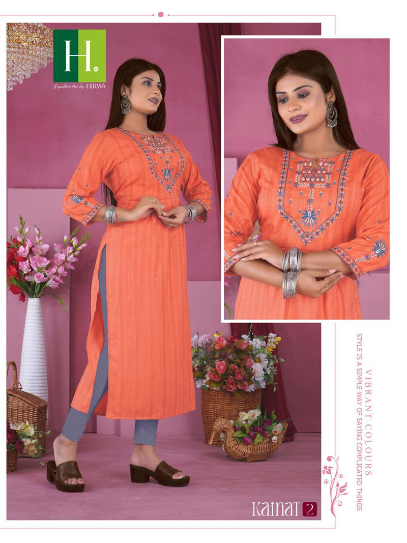 Hirwa Kainat Viscose Rayon Fancy Naira Cut Style Kurtis