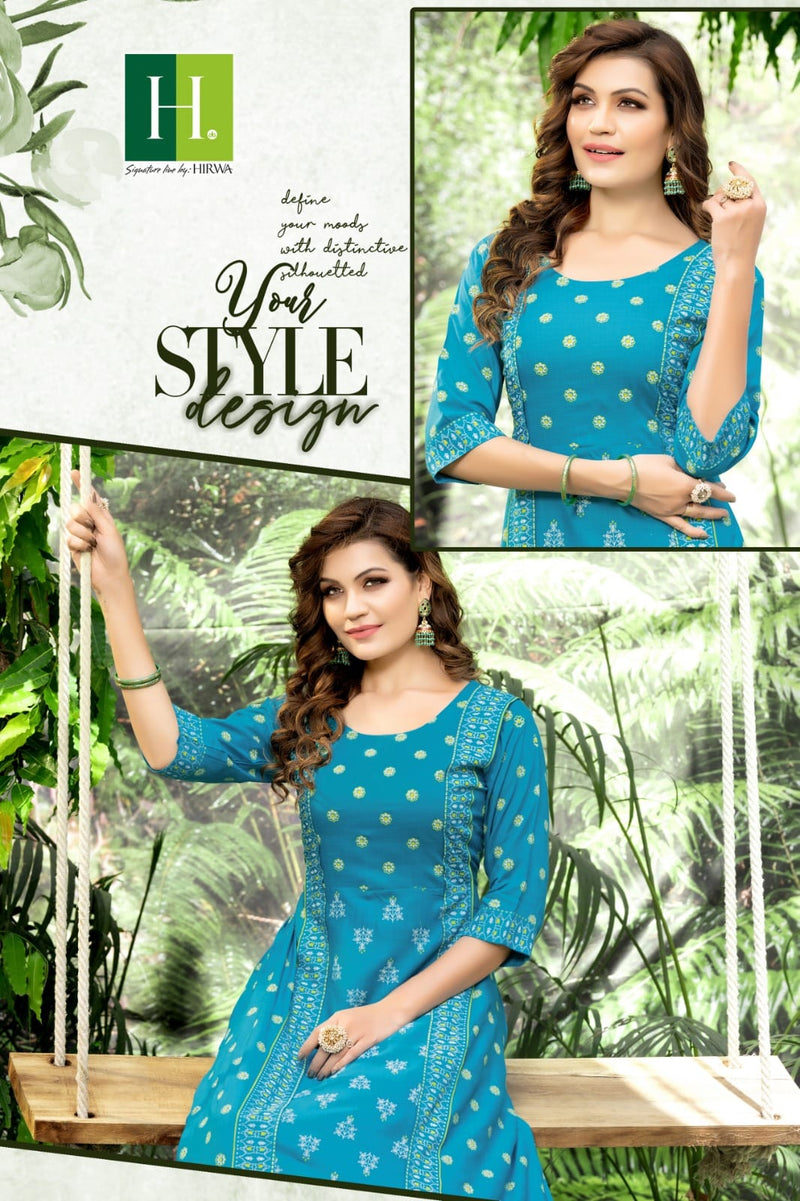 Hirwa Sanjana Rayon Printed Shrug Style Fancy Designer Kurti