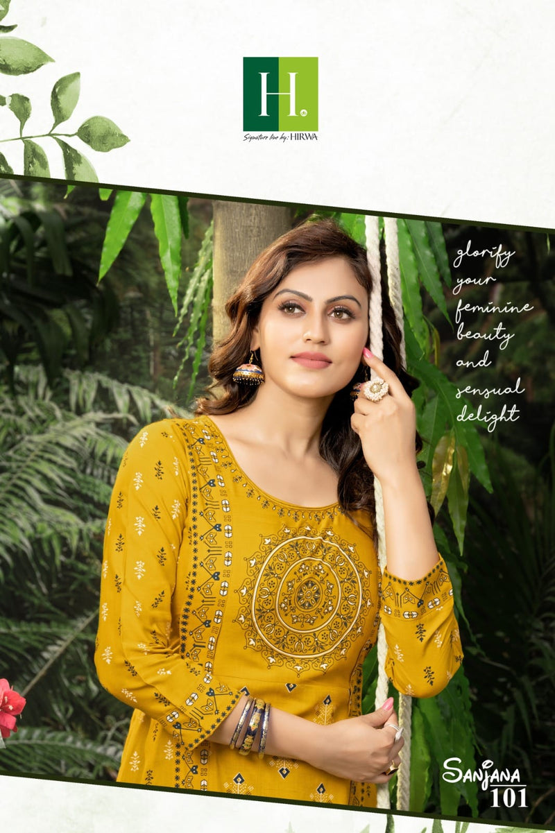 Hirwa Sanjana Rayon Printed Shrug Style Fancy Designer Kurti