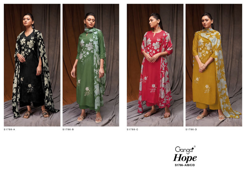 Ganga Hope 1786 Cotton Printed With Embroidery Fancy Suits
