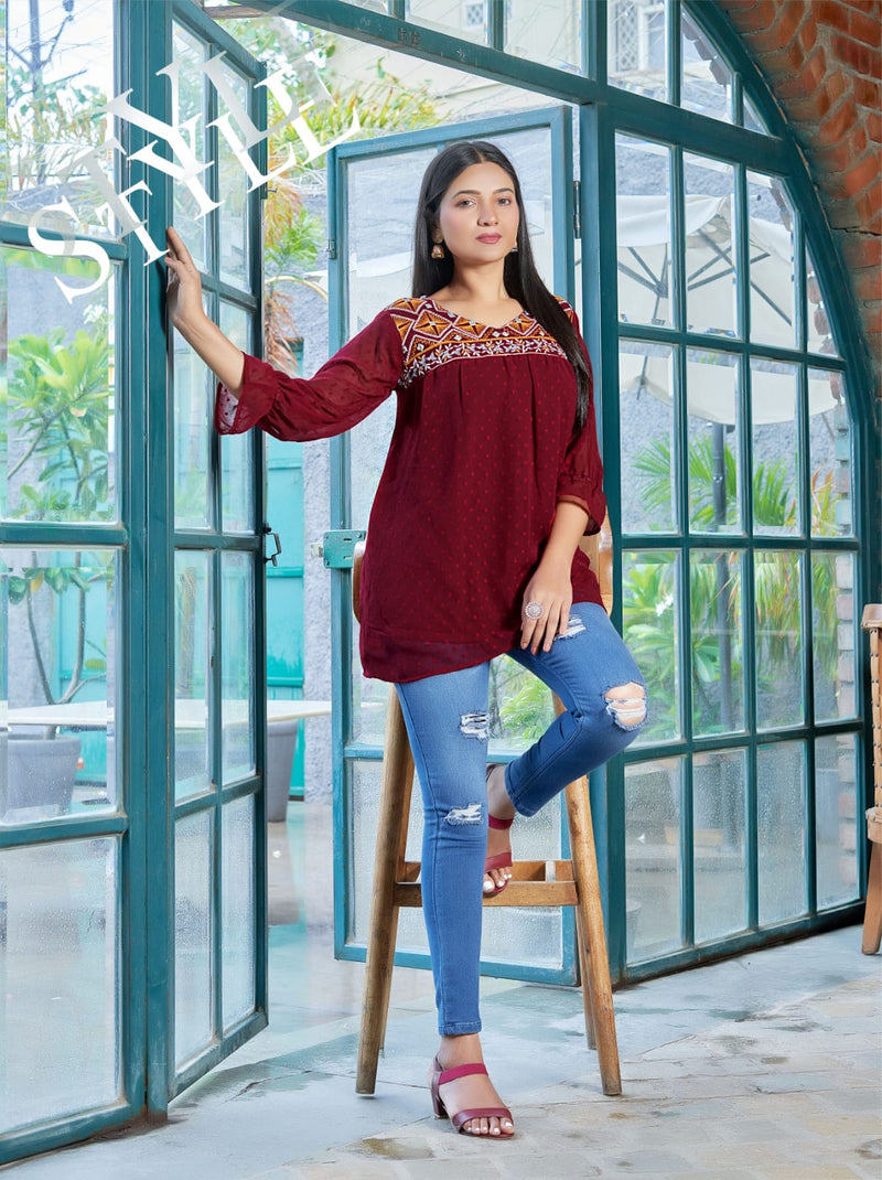 Tips And Tops Insta Girl Vol 3 Georgette Butti Fabric Western Wear Tops