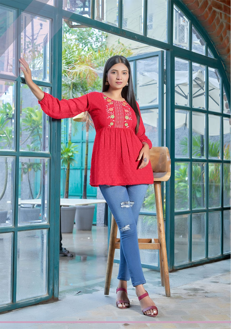 Tips And Tops Insta Girl Vol 3 Georgette Butti Fabric Western Wear Tops