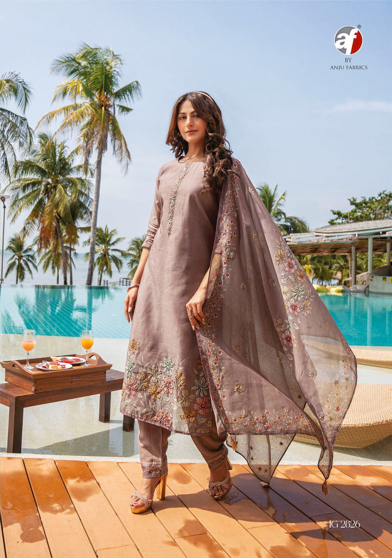 Anju Fabrics Imstagirl Vol 4 Pure Modal Silk Heavy Katha Work Fancy Designer Partywear Kurti