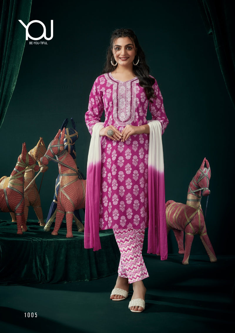 Wanna Ishika Cotton Designer Embroidery Readymade Kurti With Pant Collection