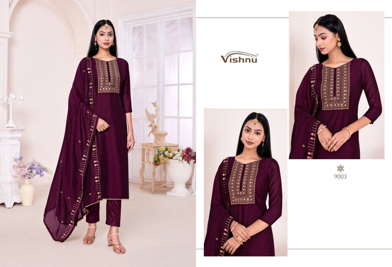 Vishnu Impex Jannat A Noor Silk Sequence Designer Salwar Suits Collection