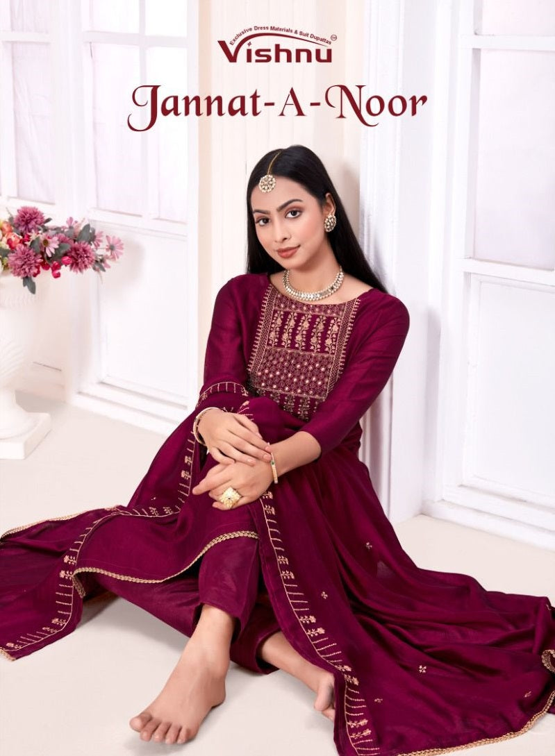 Vishnu Impex Jannat A Noor Silk Sequence Designer Salwar Suits Collection