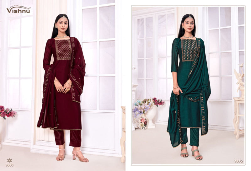 Vishnu Impex Jannat A Noor Silk Sequence Designer Salwar Suits Collection
