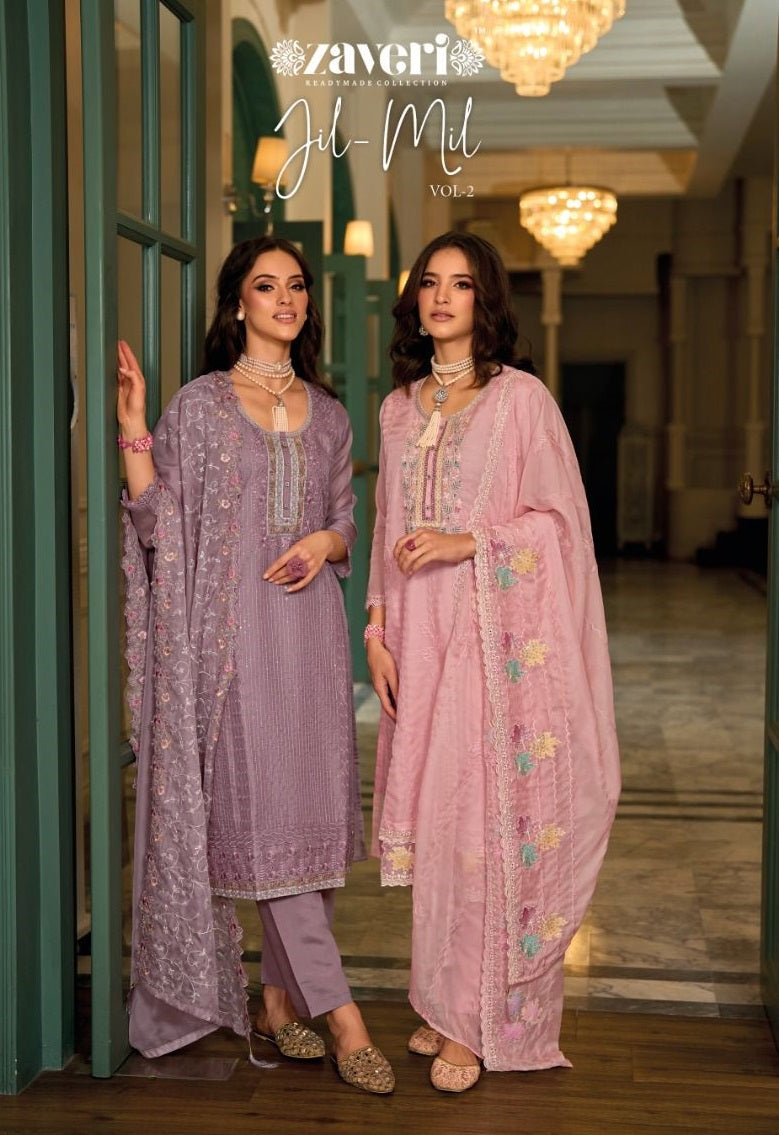 Zaveri Woman Beauty Jil Mil Vol 2 Organza With Embroidery Khatli Work Suit