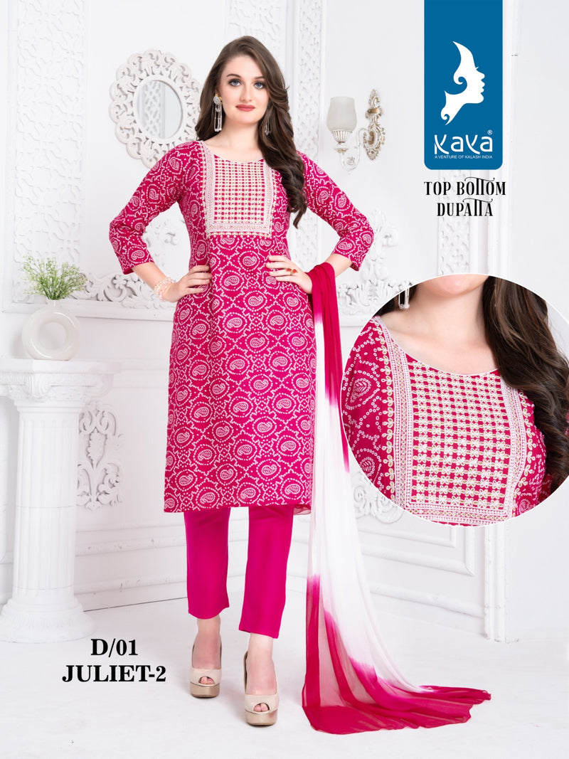 Kaya Juliet Vol 2 Rayon Fancy Straight Kurti  And Bottom With Dupatta