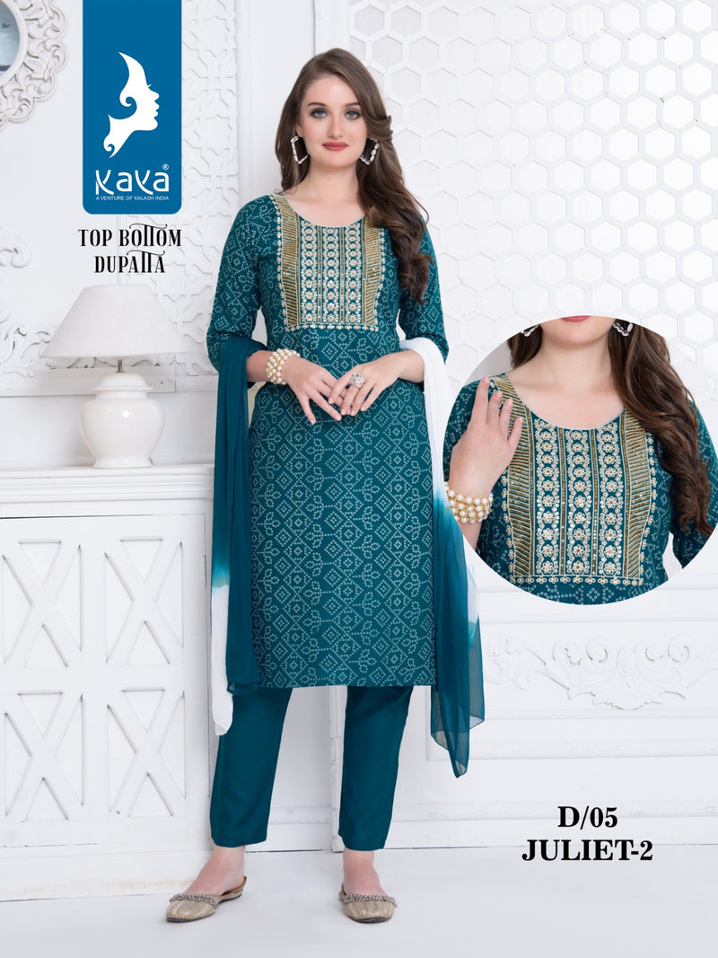 Kaya Juliet Vol 2 Rayon Fancy Straight Kurti  And Bottom With Dupatta