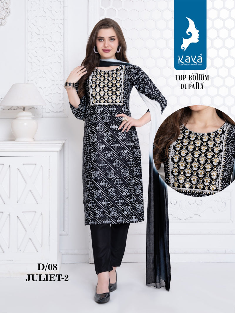 Kaya Juliet Vol 2 Rayon Fancy Straight Kurti  And Bottom With Dupatta