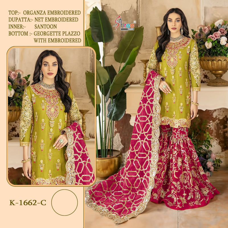 Shree Fabs D No K 1662 Organza Embroidery Designer Pakistani Suit Collection