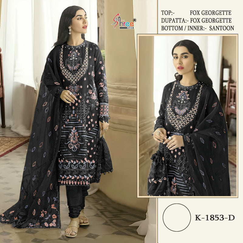 Shree Fabs K 1853 Georgette With Embroidered Heavy Look Pakistani Suit Collection